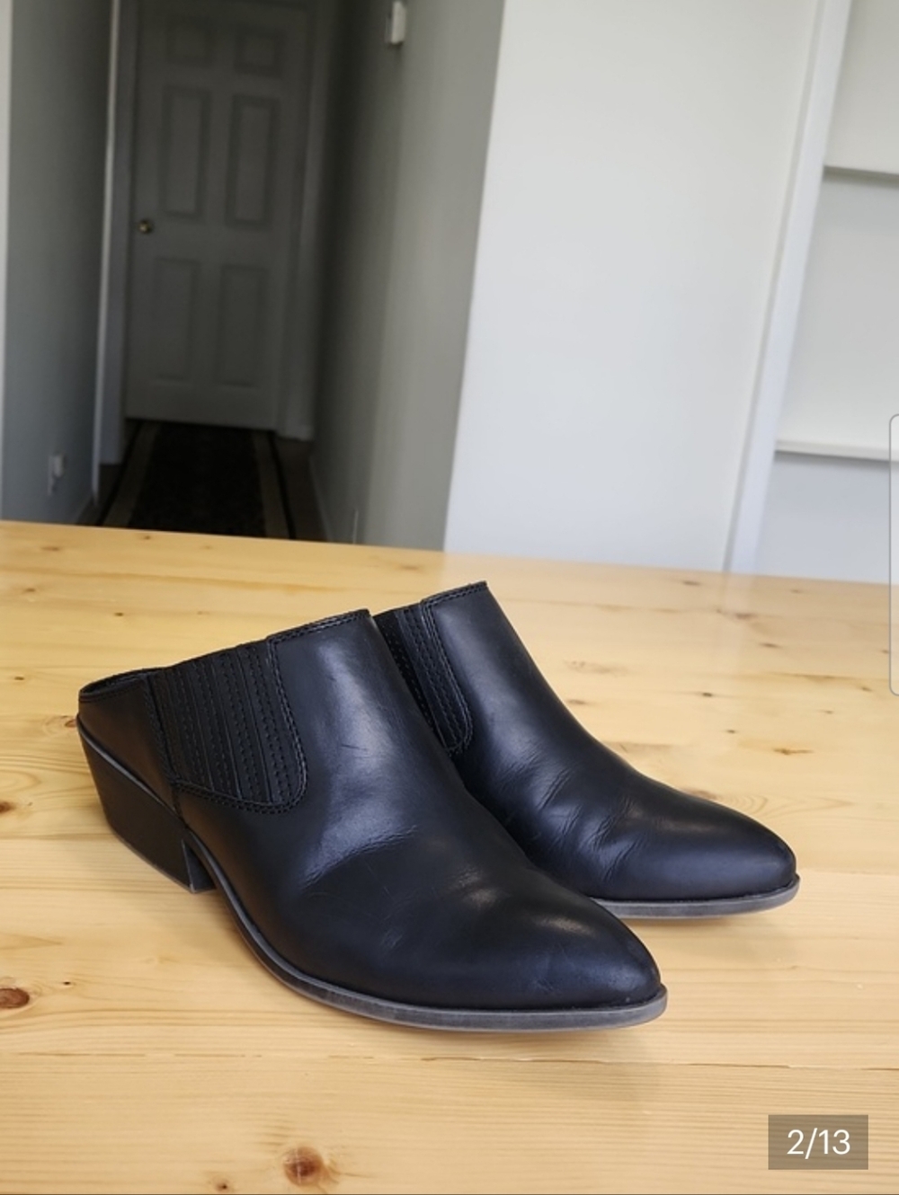 Frye Roxie Mules Slip On Boots Black Leather Western Boho 8.5